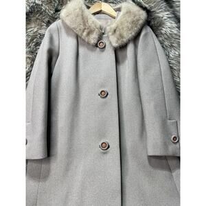Vintage Carson Pirie Scott & Co Sycamore Fur Accent‎ Wool Dress Coat Women's L